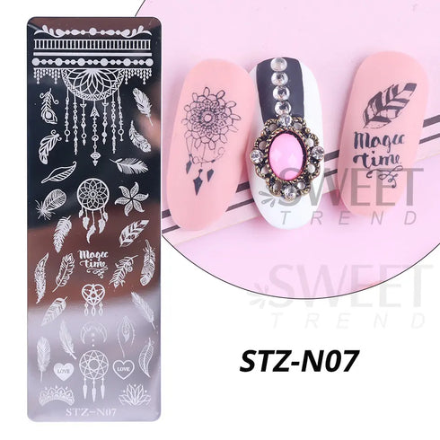 Winter Wonderland Nail Art Stamping Plate with Snowflake, Butterfly, and Rose Leaf Designs - Perfect for DIY Christmas Nail Polish Printing Template Tool