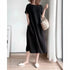Loose Fit Slimming Cotton Linen Dress for Women Summer Plus Size Mid-Length Skirt