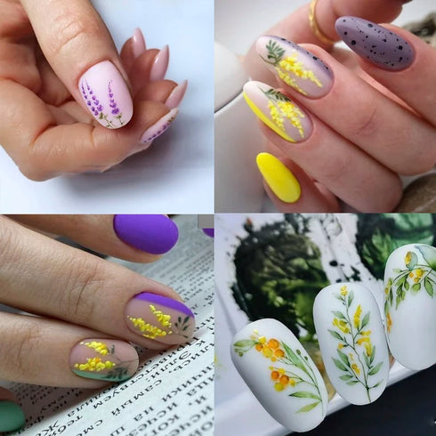 12 Floral Patterns Summer Nail Water Decals - Daffodils, Lilies, and Tulips for Stunning Nail Art Transfers and DIY Manicure Accessories