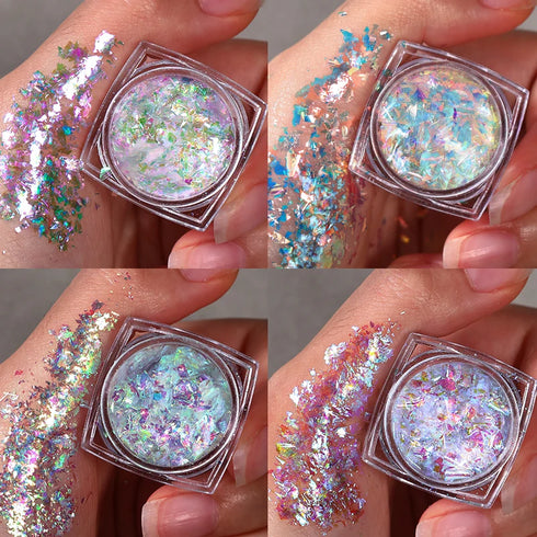 Sparkly Chameleon Nail Glitter Flakes - Irregular Gradient Sequins Powder for Gel Polish Nail Manicure Decoration and DIY Charms