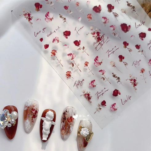 Kawaii Hydrangea 5D Embossed Flower Nail Art Stickers - Self-Adhesive Transfer Decals for Stunning DIY Nail Decoration