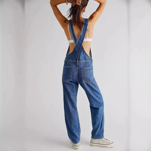 Effortlessly Chic Casual Loose-fit Denim Strapless Trousers for Women - Perfect for Fall Outfits with Jeans and European American Fashion Trends