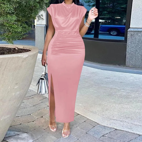Long Dress Women Party Pleated Bandage Elegant Evening Maxi Dresses