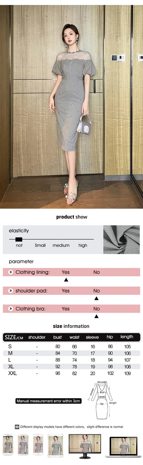 Work Style Striped Floral Formal Occasion Dress Women Clothes