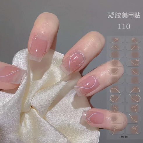 Waterproof Long Lasting Gel Nail Art Stickers for Stunning Full Cover Manicures - 9 Piece Set of Baking-Free Solid Color Decals