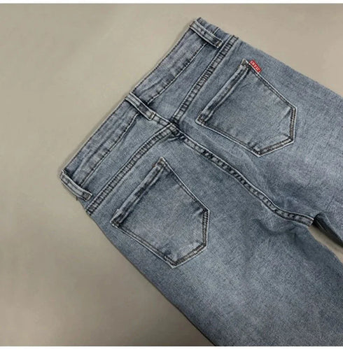 Fashion Rhinestone Jeans Female High Waist Slim Pencil Pants