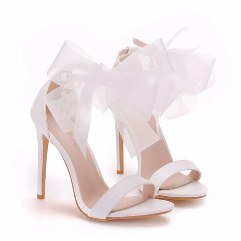 Elegant Women's Sandals with Pointed Toe and Butterfly Knot for Wedding and Office Wear