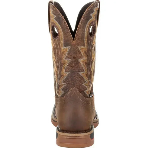 Embroidered Low Heel Square Toe Men's Short Boots for Autumn and Winter