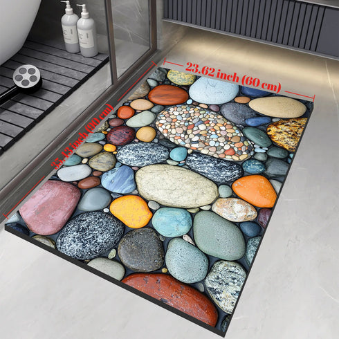 Stone Design Diatomite Bath Mat Non Slip Absorbent Quick Dry Shower Foot Mat