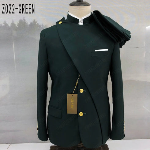 Elegant Men's Traditional Chinese Suit Set - Formal Blazer and Trousers for Weddings and Special Occasions