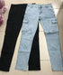 Men's Cargo Pants Jeans Denim Slim Fit Multi Pockets