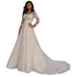 Elegant Long Wedding Dress with Long Sleeves and Lace Appliques A Line Tulle Sweep Train for Women