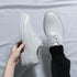 Luxury White Leather Oxford Shoes for Men - Stylish Formal Business Wedding Dress Footwear with Thick Bottom Casual Moccasins