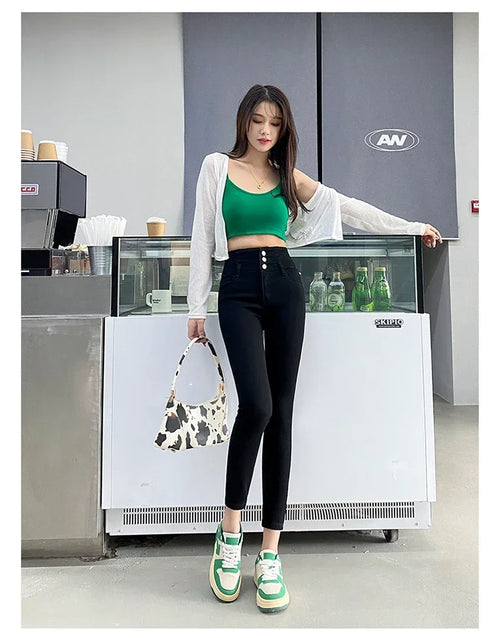 Women's High Waist Stretch Jeans - Fashionable Slim Denim Pants