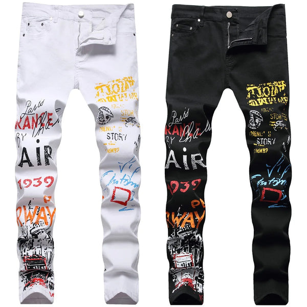 Casual Mens Cotton Jeans Elastic Slim Skinny Camouflage Denim Pants