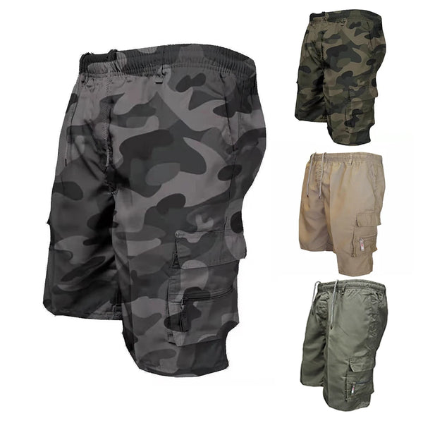 Men's Tactical Shorts Summer Casual Jogging Cargo Shorts Multi-Pockets Elastic Waist Hiking Overalls