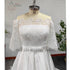 Modern Wedding Dresses Boat Neck Half Sleeves Bridal Gowns Lace Appliques A-Line Court-Train