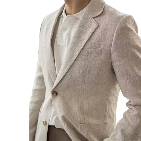 Summer Linen Casual Slim Suit Jacket for Men Lightweight and Breathable Blazer