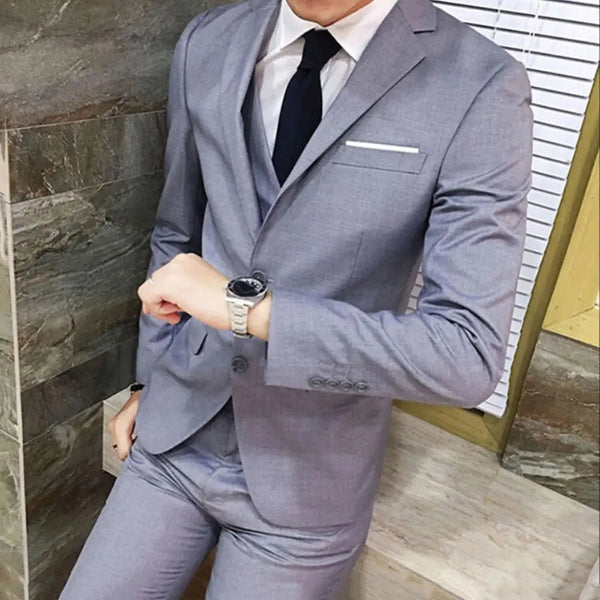3 Pieces Wedding Business Men Formal Suit Vest Blazer Pants Set