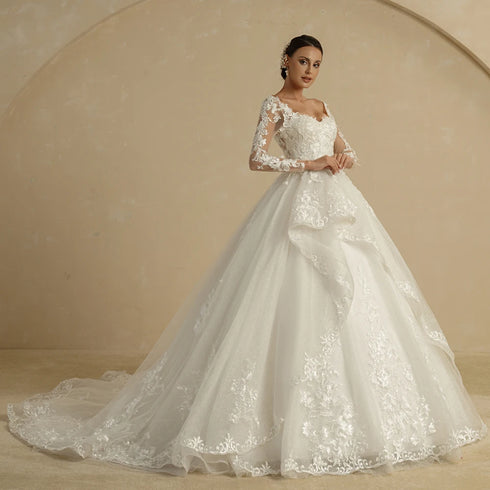 BEPEITHY Customized Luxury Strapless A Line Glitter Wedding Dresses
