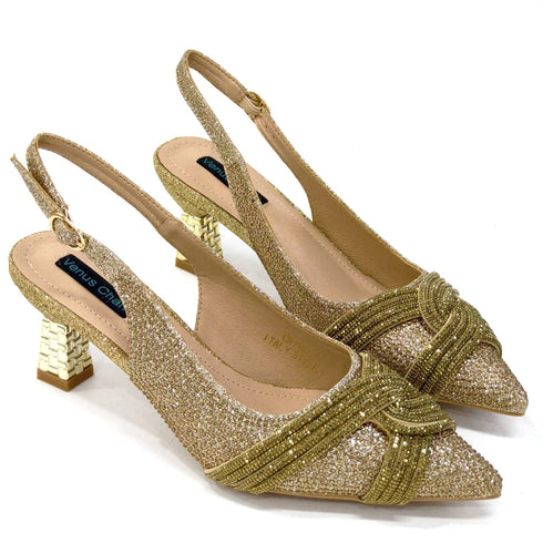 Italian Design Texture Shoes And Bags Rhinestones High Heels