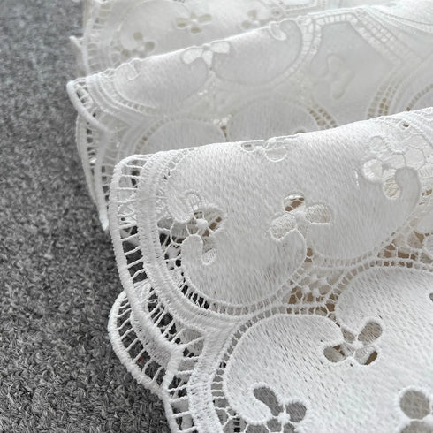 Elegant Embroidery White Lace Long Dress for Women Evening Occasion