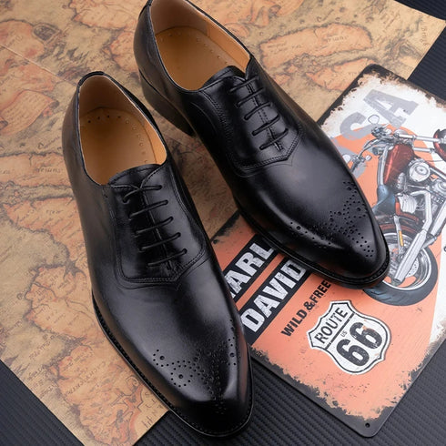 Classic Men's Oxfords Genuine Leather Shoes for Wedding Party Office and Business Suits