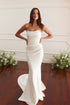 Kyoto White Strapless Mermaid Wedding Dress Pleated Formal
