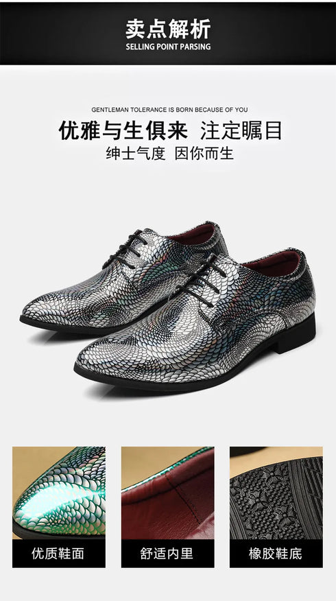 Elegant Patent Leather Derby Shoes for Men – Formal Wedding and Business Office Footwear with Pointed Toe Design, Available in Size 48