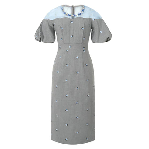 Work Style Striped Floral Formal Occasion Dress Women Clothes