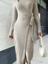 Women Knitting Loungewear Maxi Dress Autumn Winter Party Dress