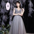 Off Shoulder Lace Illusion A Line Dress Floor Length Glitter Tulle Bow Bridesmaid Dress