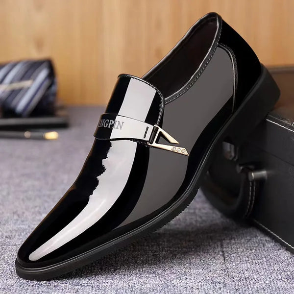 Men's Lacquer Leather Business Shoes Slip-On Korean Edition British Style