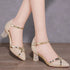 Gold Women Sandals Party High Heels Slip-On Sexy Shoes