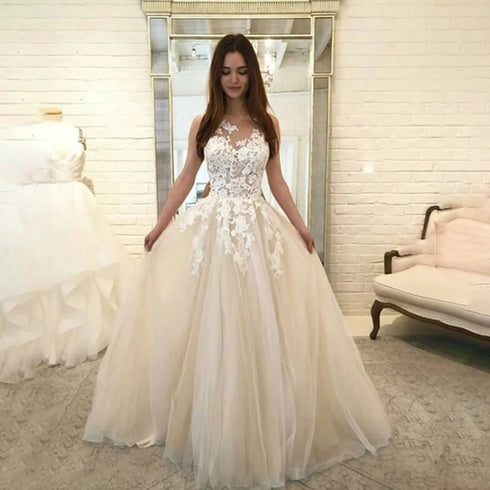 Women Floral Lace Dress Wedding Elegant Chiffon Maxi Party Gown