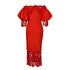 Trend Fashion Lace Midi Dress Women Off-Neck Bodycon Style