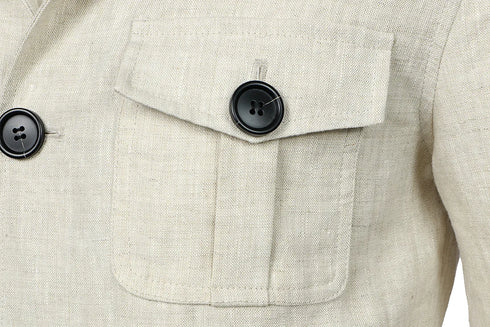 Men's Fashionable Safari Jacket - Casual Linen Outerwear with Pockets for Spring and Autumn - Retro British Gentry Style Tops for Men