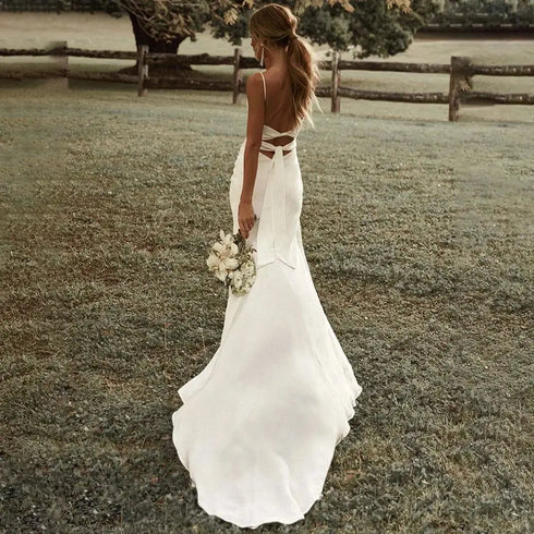 Customized Simple Sexy Wedding Dresses Boho Bridal Gowns