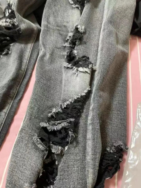 Vintage Wide Leg Ripped Denim Jeans for Women - Y2K Style Loose Fit Straight Pants Perfect for Fall Outfits and Streetwear Inspiration