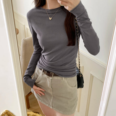 Slim Fit Long Sleeve O Neck T Shirt for Women Casual Streetwear Tops