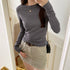 Slim Fit Long Sleeve O Neck T Shirt for Women Casual Streetwear Tops