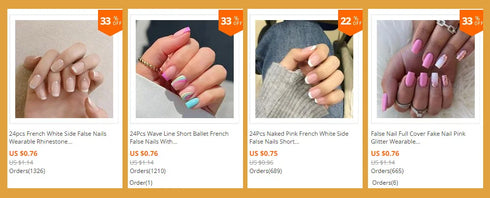 24pcs Elegant French White Short Acrylic False Nails with Rhinestone Design - Full Cover Press-On Nail Tips for Effortless Nail Art and Professional-Quality Nail Supplies