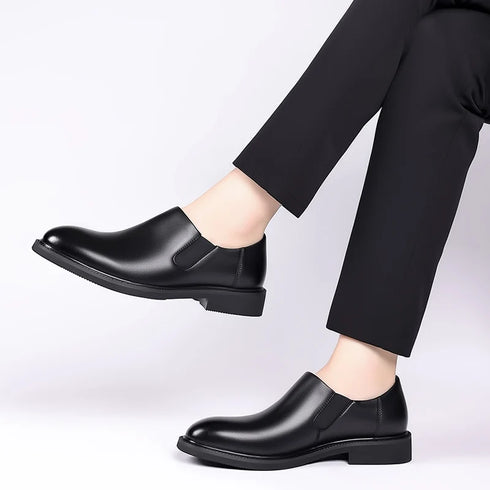 Stylish Men's Oxford Dress Shoes for Business, Weddings, and Office Wear - Elegant Genuine Leather Slip-On Loafers for Casual Occasions