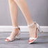 Elegant Pearl Lace Bridal Sandals with 7CM Thick Heels for Women
