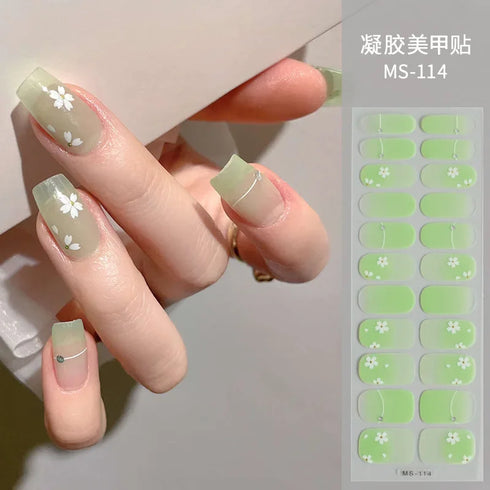Waterproof Long Lasting Gel Nail Art Stickers for Stunning Full Cover Manicures - 9 Piece Set of Baking-Free Solid Color Decals