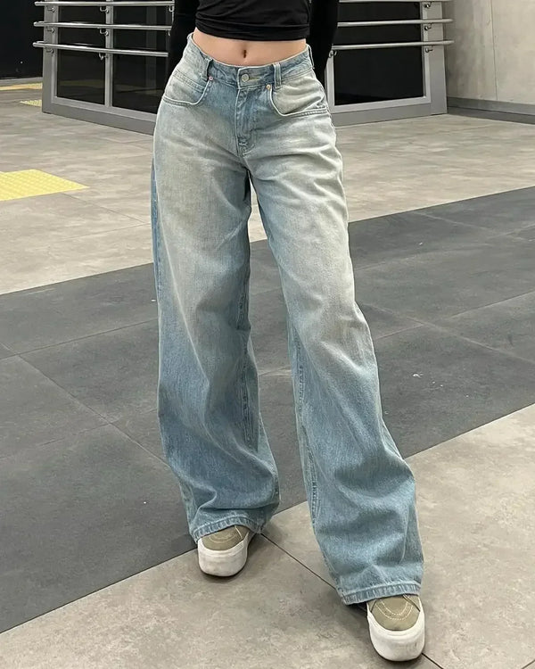 Harajuku Baggy Straight Pants High Waisted Y2k Vintage Jeans