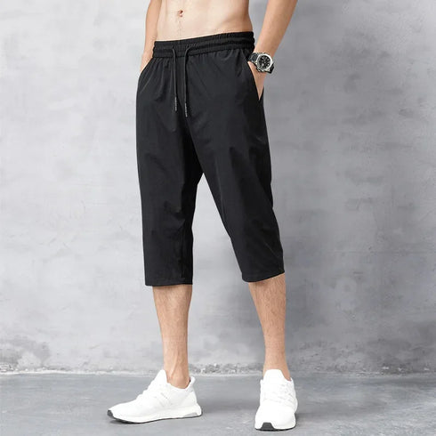 Men's Shorts Summer Breeches Thin Nylon 3/4 Length Trousers Quick Drying Beach Bermuda Board