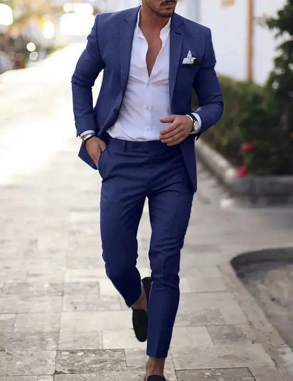 2-Piece Solid Wedding Men's Suit Slim Fit Blazer Tuxedo Set