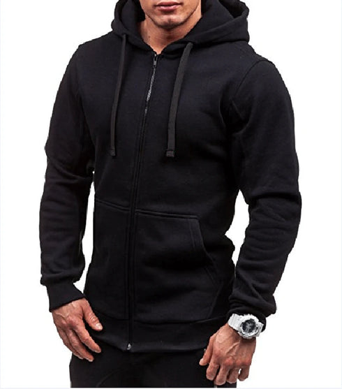 Men's Casual Zip-Up Hooded Sweatshirt Jacket - Solid Color Cardigan for Spring and Autumn, Perfect Daily Wear Outerwear & Coats