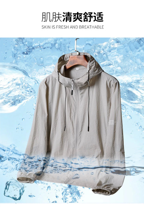 Summer Hooded Windbreaker Jacket for Men and Women - Quick Dry Sun Protection Clothing for Fishing and Hunting, Casual Outdoor Outerwear with Pockets
